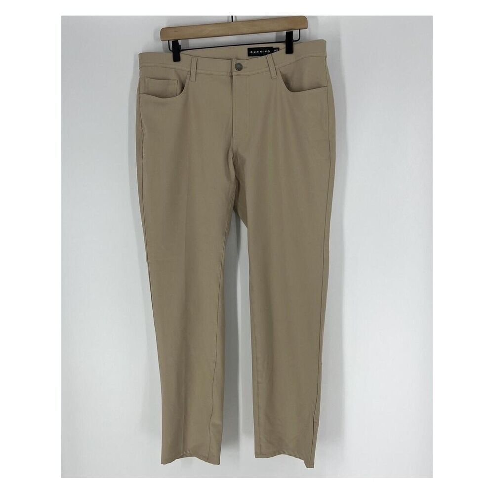 Dunning Golf Player Fit 5 Pocket Pant 36x32 Tan Khaki Performance Stretch Preppy
